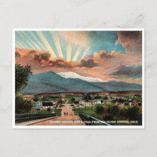 Cartão Postal Primaveras do Colorado vintage Pikes Pico pôr do s