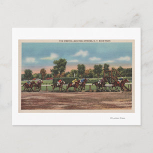Cartão Postal Primaveras Saratoga, NY - Cena de Raça de Cavalos