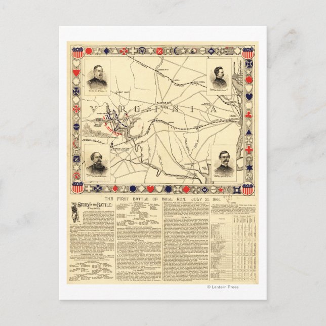 Cartão Postal Primeira Batalha de Bull Run - Guerra Civil Panorâ (Frente)