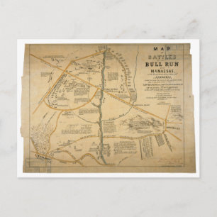 Cartão Postal Primeira Batalha ORIGINAL do Mapa da Guerra Civil 