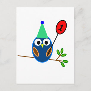 Cartão Postal Primeira Celebração de Aniversário, Coruja Bonita