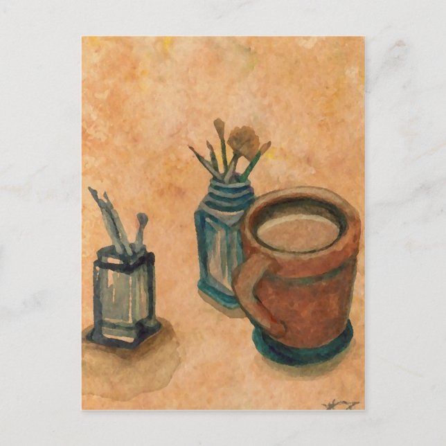 Cartão Postal Primeira coisa na Arte do Café da Manhã (Frente)