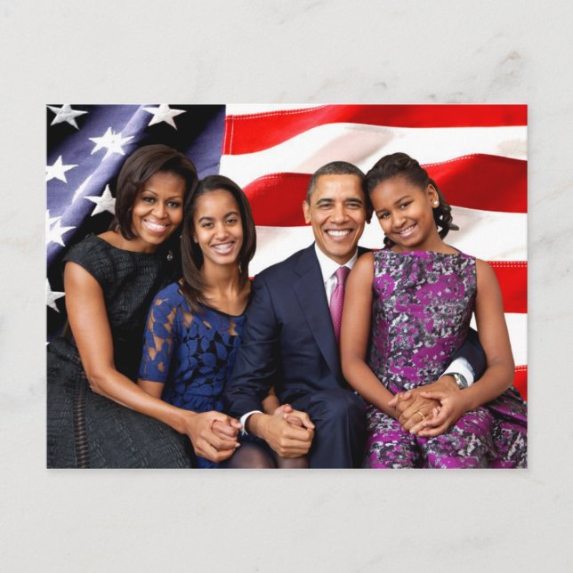 Cartão Postal Primeira Família dos EUA - Os Obamas (Frente)