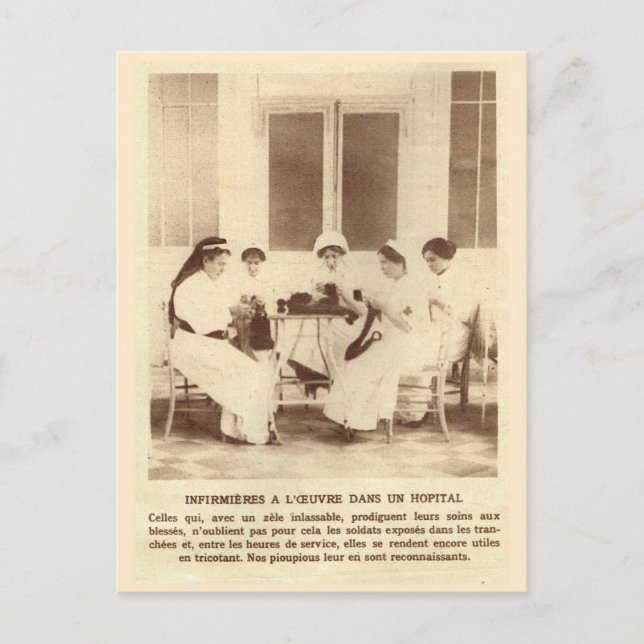 Cartão Postal Primeira Guerra Mundial, tricô para os soldados (Frente)