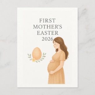 Cartão Postal Primeira Páscoa da Mãe – Ilustração Suave de Gravi