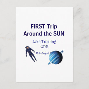Cartão Postal Primeira viagem ao redor do sol astronauta planeta