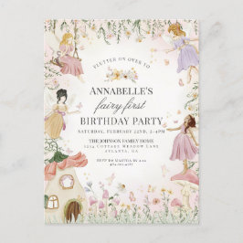 Cartão Postal Primeiro Aniversário da Pequena Fada Jardim Encant