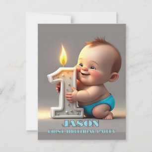 CARTÃO POSTAL " PRIMEIRO ANIVERSÁRIO DE BEBÊ MENINO "
