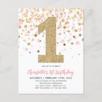 Primeiro aniversario de Confetti Dourada Glitter C