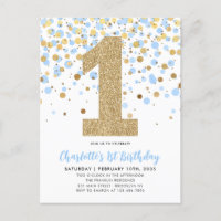 Primeiro aniversario de Confetti Glitter Azul Dour