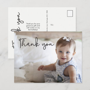Cartão Postal Primeiro aniversário do bebê Agradecimento Foto