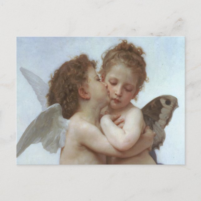 Cartão Postal Primeiro Beijo - Linda Pintura de Anjo (Frente)