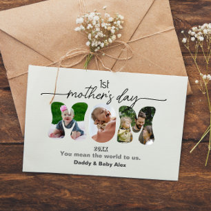 Cartão Postal Primeiro Dia das Mães 3 Fotos Colagem Mamãe recort