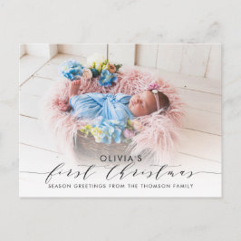 Cartão Postal Primeiro Natal com Letra de Foto Elegante