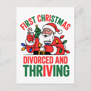 Cartão Postal Primeiro Natal Divorciado e Próspero Natal