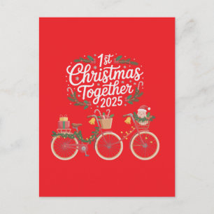 Cartão Postal Primeiro Natal Juntos 2025 Casal Romântico 