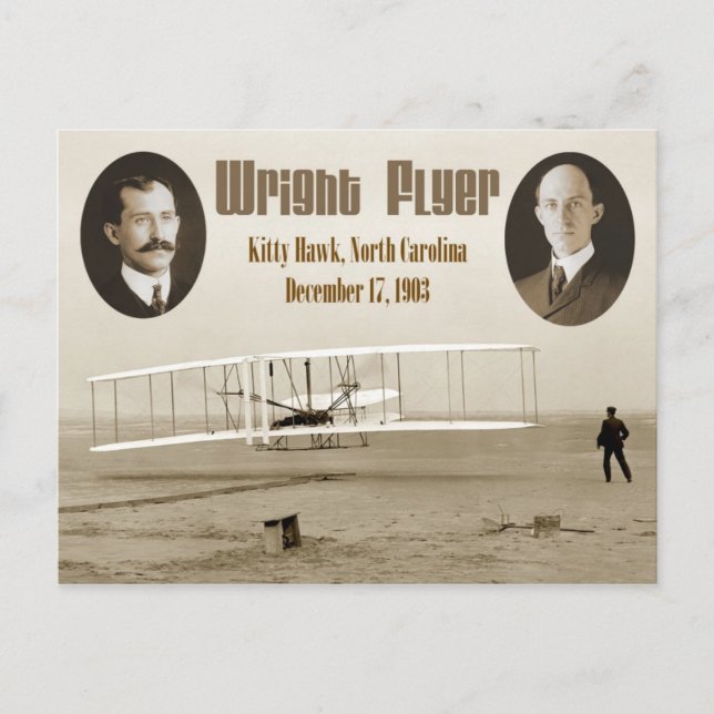 Cartão Postal Primeiro voo do Wright Flyer de 1903 (Frente)