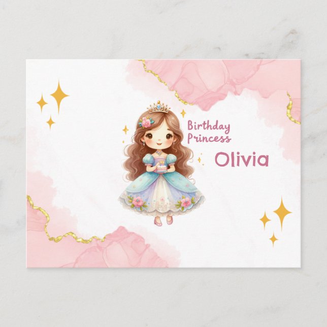 Cartão Postal Princesa Aniversário Encantada (Frente)