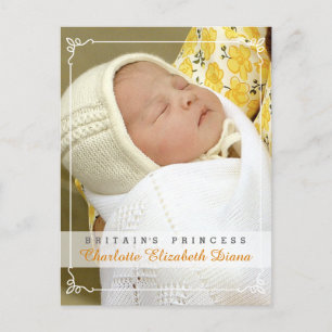 Cartão Postal Princesa Charlotte Elizabeth Diana - William Kate