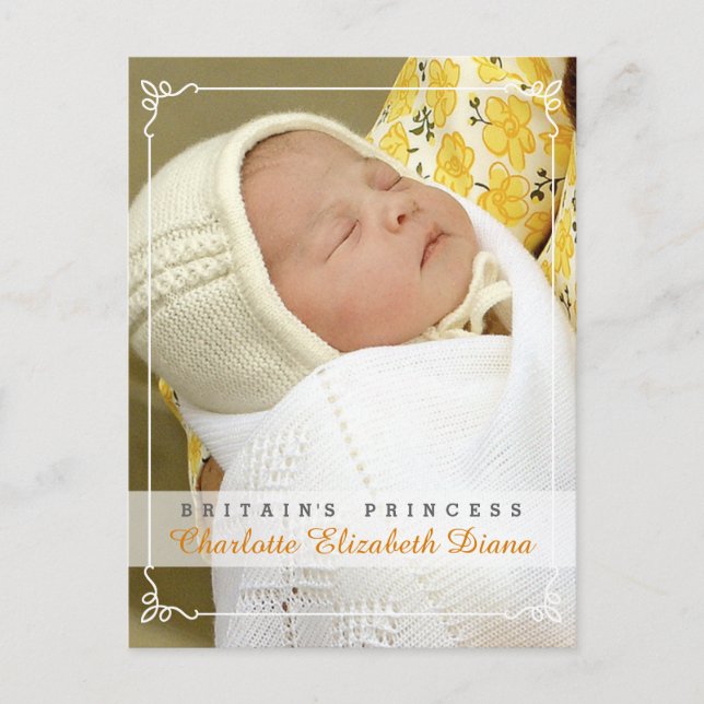Cartão Postal Princesa Charlotte Elizabeth Diana - William Kate (Frente)