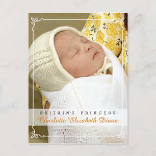 Cartão Postal Princesa Charlotte Elizabeth Diana - William Kate