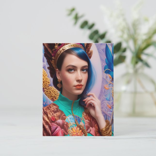 Cartão Postal Princesa com roupa decorativa (Em pé/Frente)