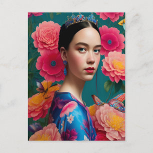 Cartão Postal Princesa com uma tiara azul