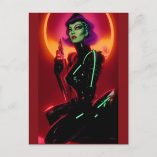 Cartão Postal Princesa Cybrella na Festa Cyberpunk