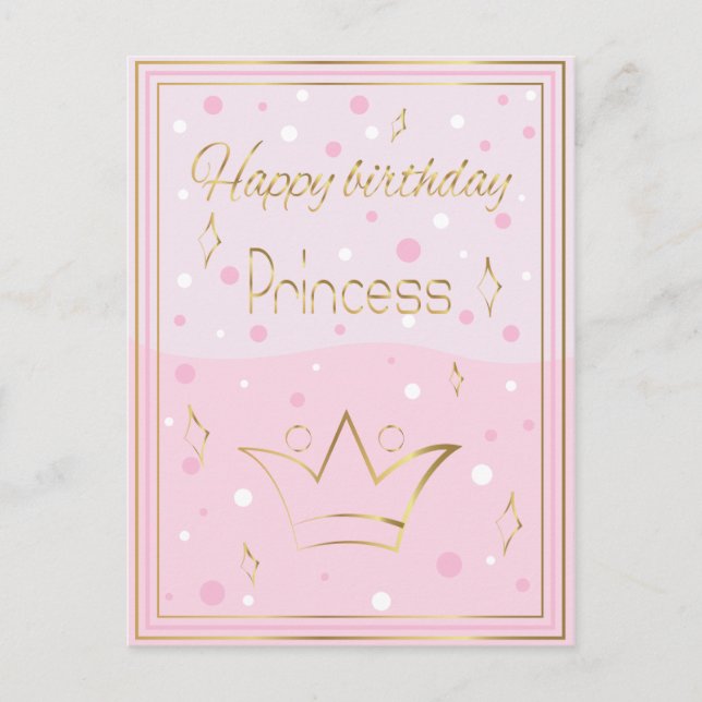 Cartão Postal Princesa de aniversário feliz (Frente)