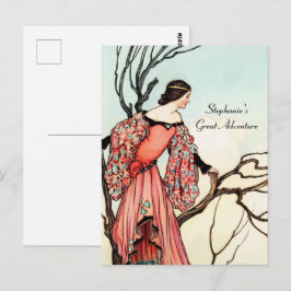 Cartão Postal Princesa de Conto de Fadas Vintage Fantástico Livr