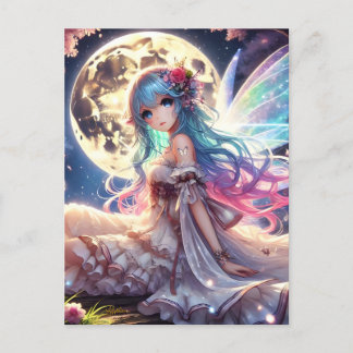 Cartão Postal Princesa de Fada de Lua de Anime, em Jardim