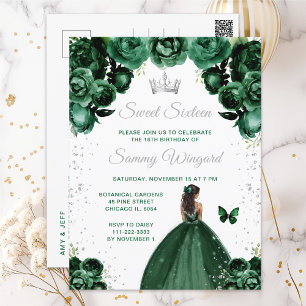 Cartão Postal Princesa de Pele Morena Escura Verde Escuro Sweet 