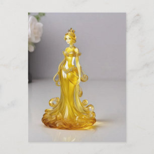 Cartão Postal Princesa de vidro cristal com vestido amarelo