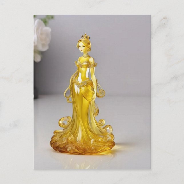 Cartão Postal Princesa de vidro cristal com vestido amarelo (Frente)