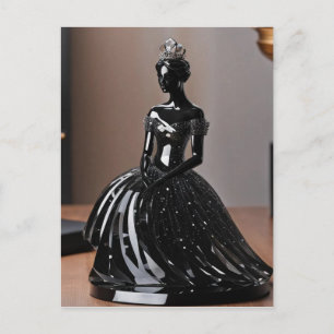 Cartão Postal Princesa de vidro cristal com vestido preto