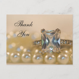 Cartão Postal Princesa Diamond Ring e Pearls Casamento Obrigado