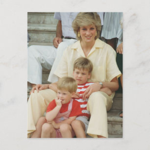 Cartão Postal Princesa Diana com William & Harry 1987