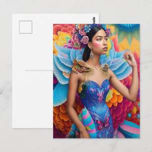 Cartão Postal Princesa elegante com asas