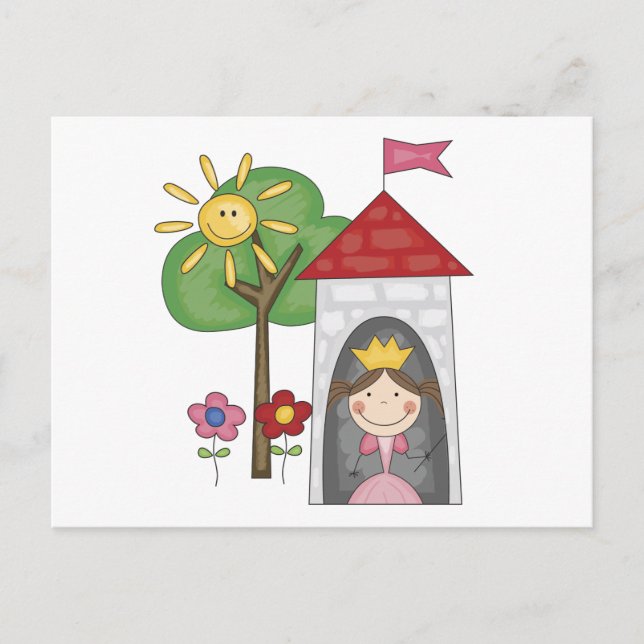 Cartão Postal Princesa em Torre Camisetas e presentes (Frente)