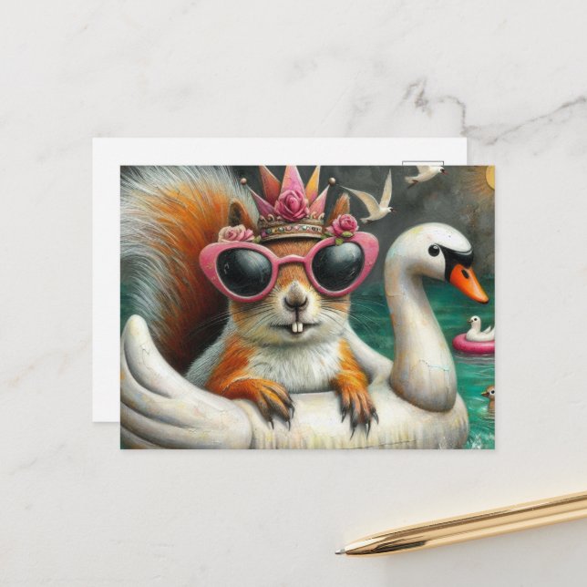 Cartão Postal Princesa Esquilo em um Cachorro Engraçado Flutuant (Frente/Verso In Situ)