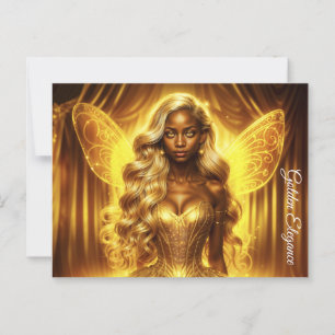 Cartão Postal Princesa fada etérea com aura ouro brilhante