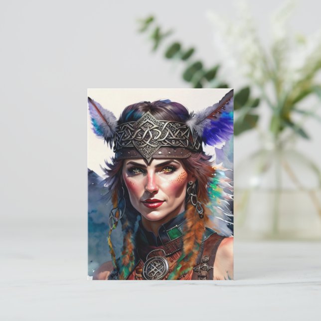 Cartão Postal Princesa guerreira celta (Em pé/Frente)