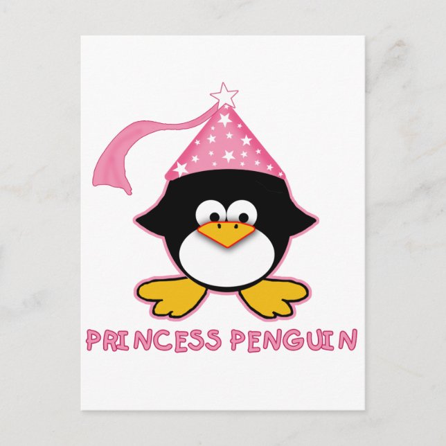 Cartão Postal Princesa Rosa Pinguim (Frente)