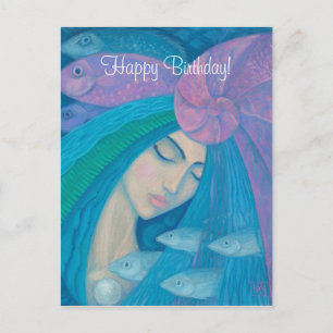 Cartão Postal Princesa Sereia, Feliz Aniversário texto personali