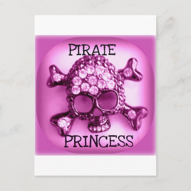 CARTÃO POSTAL PRINCESA SKULLY COR-DE-ROSA IMPRIMIR DO PIRATA (Frente)