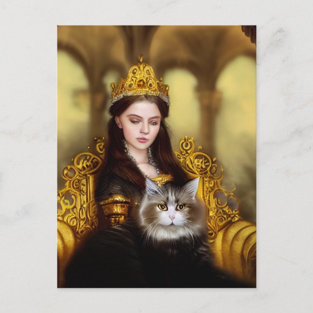 Cartão Postal Princesa Tudor com seu gato  (Frente)