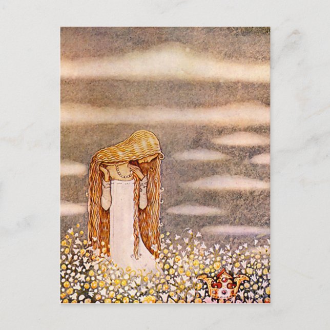 Cartão Postal "Princesa Tuvstarr" John Bauer Watercolor (Frente)