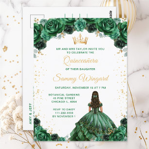 Cartão Postal Princesa Verde Escura Quinceañera