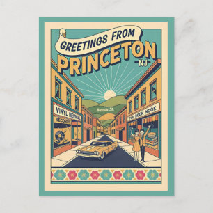 Cartão Postal Princeton NJ Nassau St Estilo Vintage