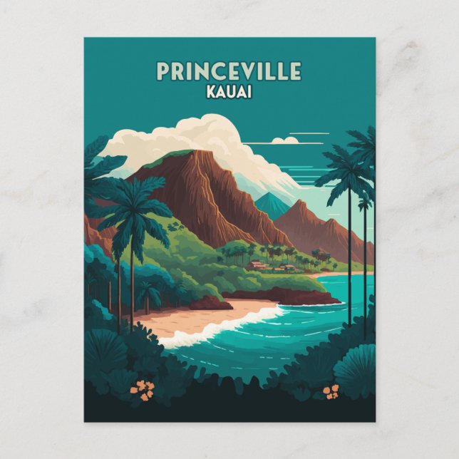 Cartão Postal Princeville Kauai Hawaii - Montanhas Retro (Frente)
